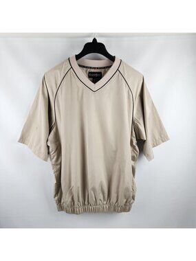 Footjoy Mens V-Neck Pullover Solid Tan Trim Golf Short Sleeve Size Large